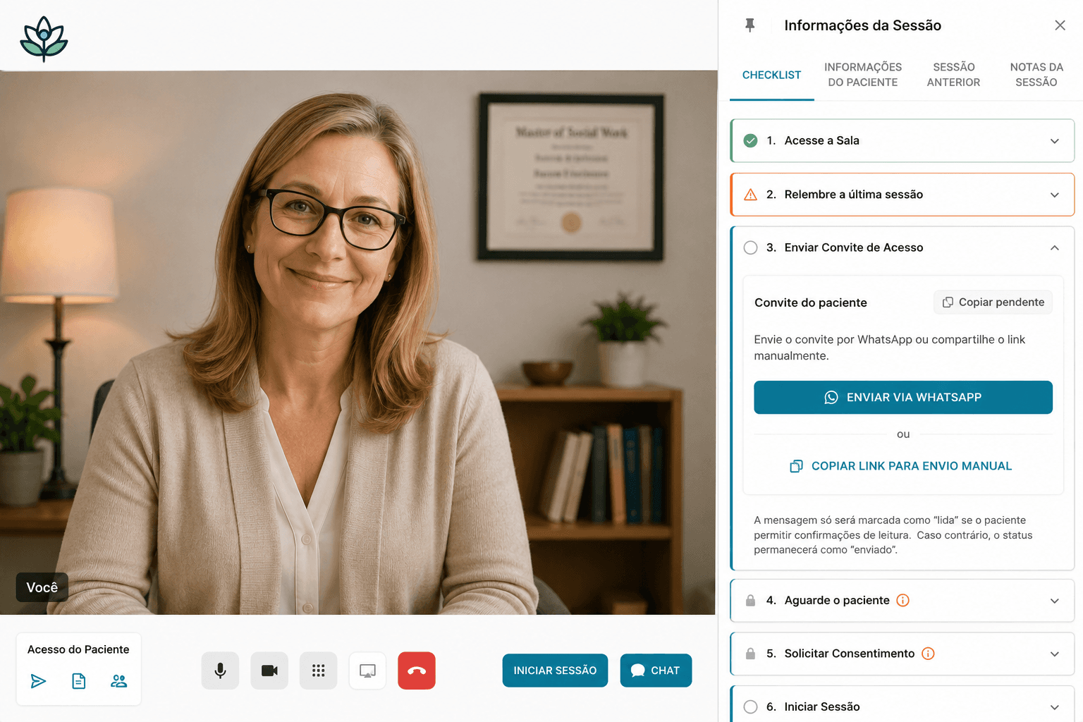 Sessões virtuais simples, seguras e com consentimento